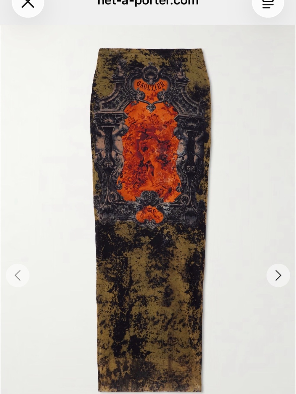 Jean Paul Gaultier Olive and Orange Baroque Maxi Skirt